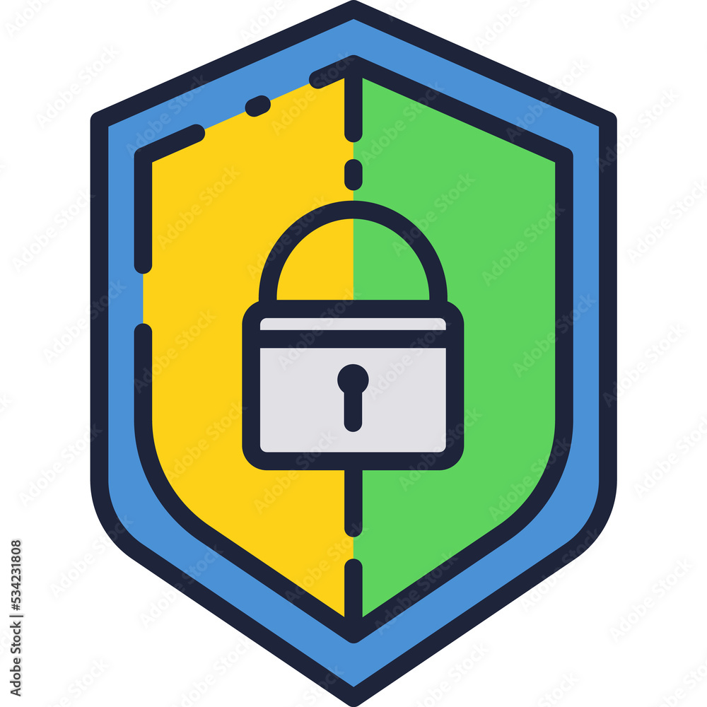 Poster shield and lock vector icon web protect symbol