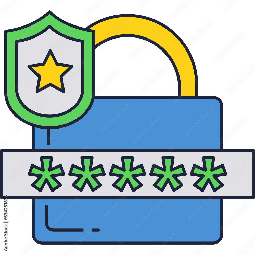 Aufkleber secure password login icon flat vector isolated