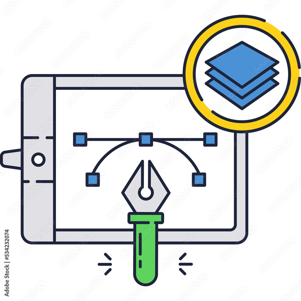 Aufkleber graphic design application on computer vector icon
