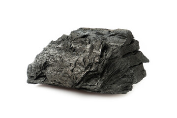 Coal isolated on white background close up shot