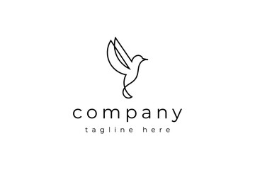 flying bird with line style logo design