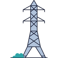 Electric tower line vector icon isolated on white