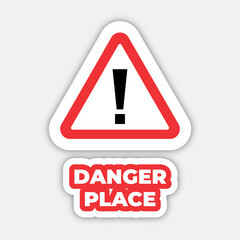 danger place traffic sign editable modern vector icon and text effect design