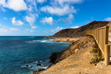 Image of La Isletta and Playa Confital a popular surf beach on the outskirts of Las Palmas, Gran Canaria