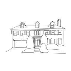 House vector line art drawing illustration