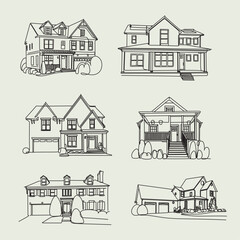 House vector. Abstract modern house in continuous line art drawing style. Family home minimalist black linear design isolated on white background. Vector illustration
