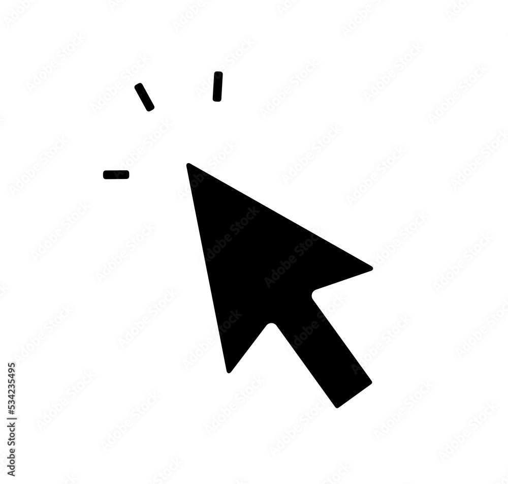 Fototapete vector computer mouse cursor with rays colorless black and white outline silhouette shadow shape