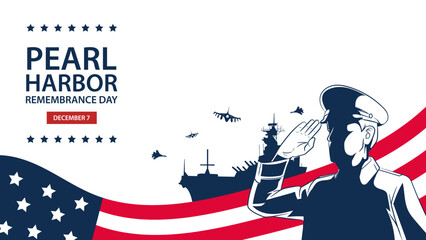 National Pearl Harbor Remembrance Day background with copy space area. Suitable to use on National Pearl Harbor event