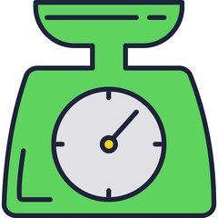 Vintage kitchen weight scale icon on white
