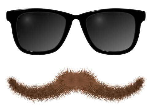 Hipster sunglasses and brown mustache