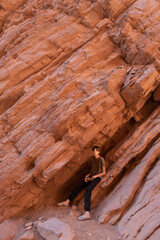 Portrait of boy in red stones