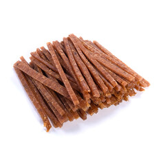 dried fish stick with pepper, snacks for beer isolated on white background