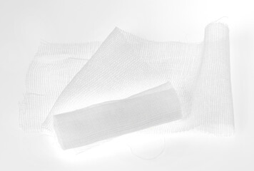 Medical cloth bandage on white background