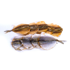 Dried fish on a white background