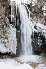 Iced winter beauty - frozen waterfall Ripaljka in Sokobanja resort of Serbia