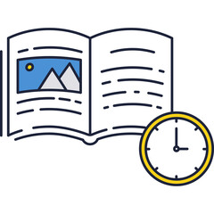 Exam preparing icon vector open book and clock