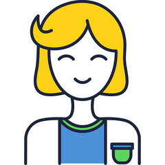 Smiling student portrait vector flat icon isolated