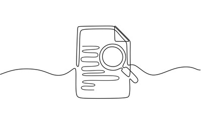 continuous line drawing document paper vector illustration