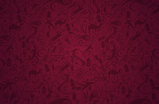Football soccer seamless pattern red background Vector illustration