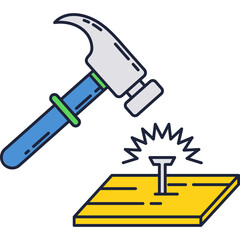 Hammer nail vector icon carpenter tool isolated