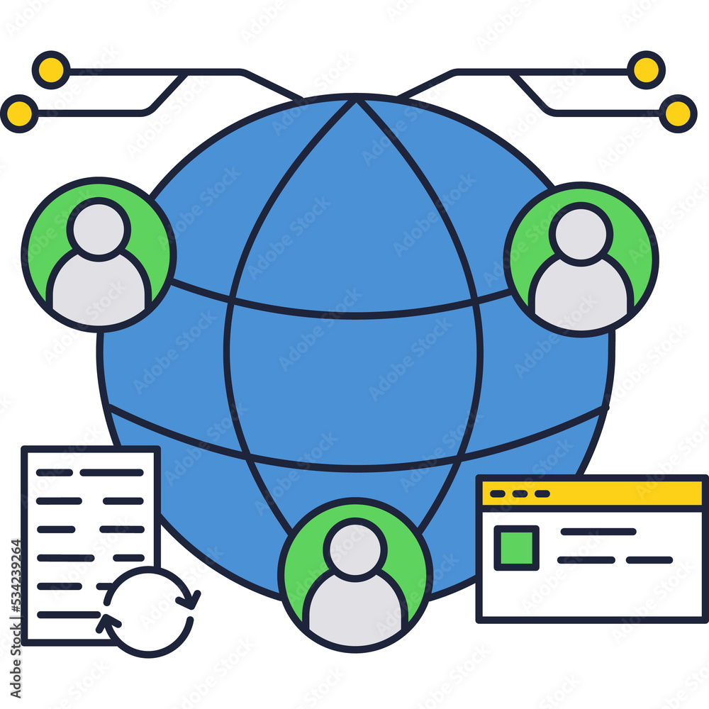 Aufkleber global network icon vector web world communication