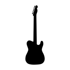 Electric guitar black shadow isolated on white background. Electric guitar outline Vector	