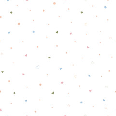 Seamless pattern with hearts, stars in delicate colours for children's fabrics, wallpapers, posters and backgrounds. Vector