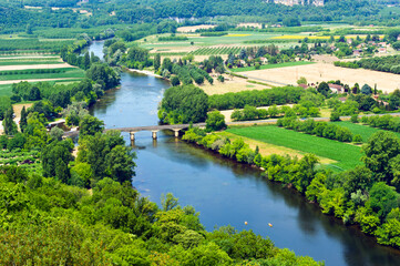 View across the Dordogne valley from Domme, France - obrazy, fototapety, plakaty