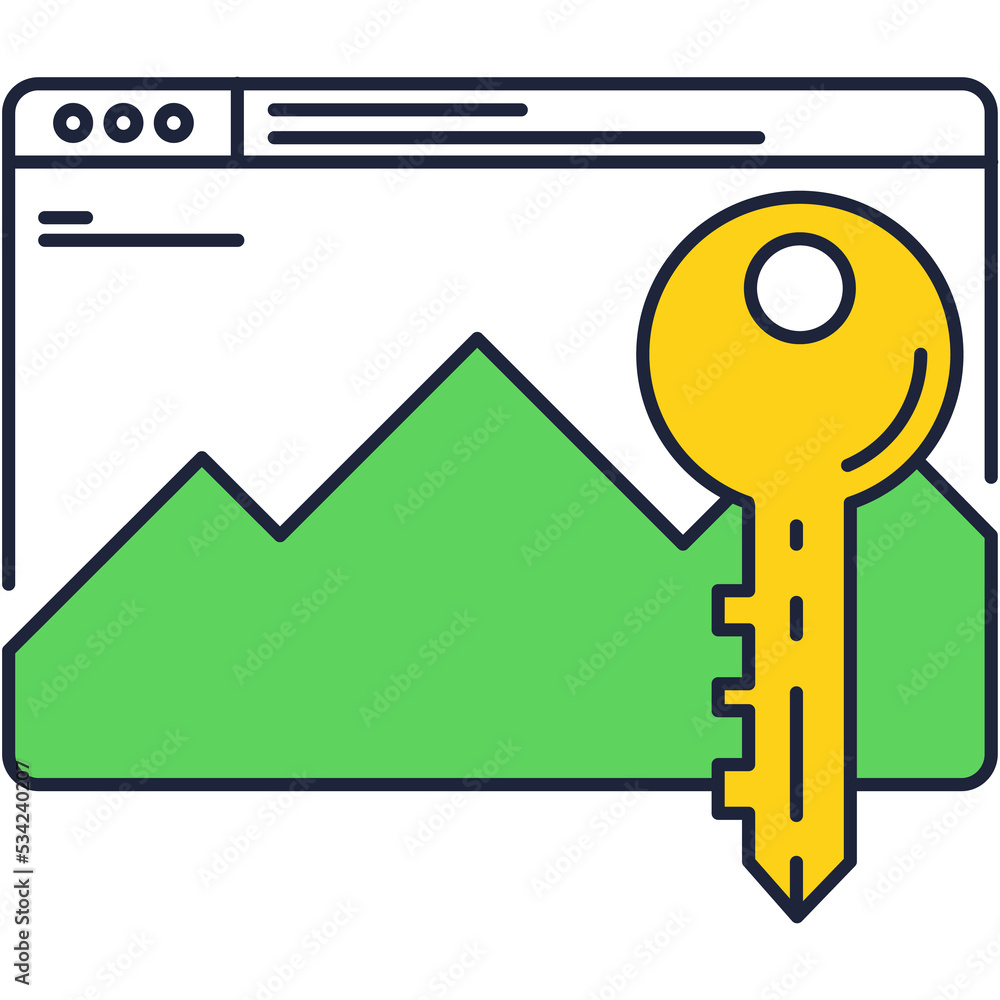 Aufkleber webpage under key secure vector icon design