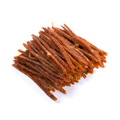 dried fish stick with pepper, snacks for beer isolated on white background