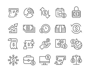 Banking and Money - Line Icons Set - Editable Stroke