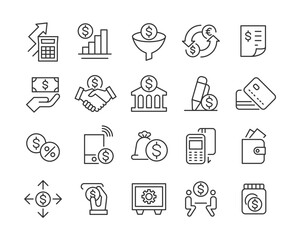 Banking and Money - Line Icons - Editable Stroke