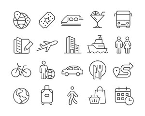 Travel - Line Icons Set - Editable Stroke