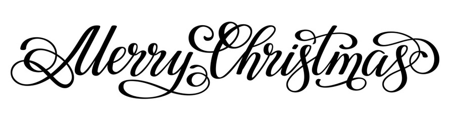 Merry Christmas hand lettering phrase. Christmas elements.