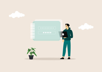 Password to access personal user data, cybersecurity vector illustration concept.