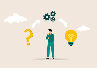 Thinking or problem-solving business vector illustration concept.
