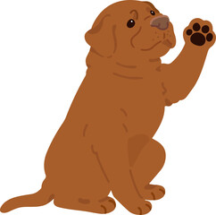 Simple and adorable French Mastiff illustration waving hand flat colored