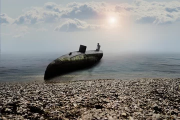 Foto auf Acrylglas U Boot. Stranden. An Land werfen. © Sergey