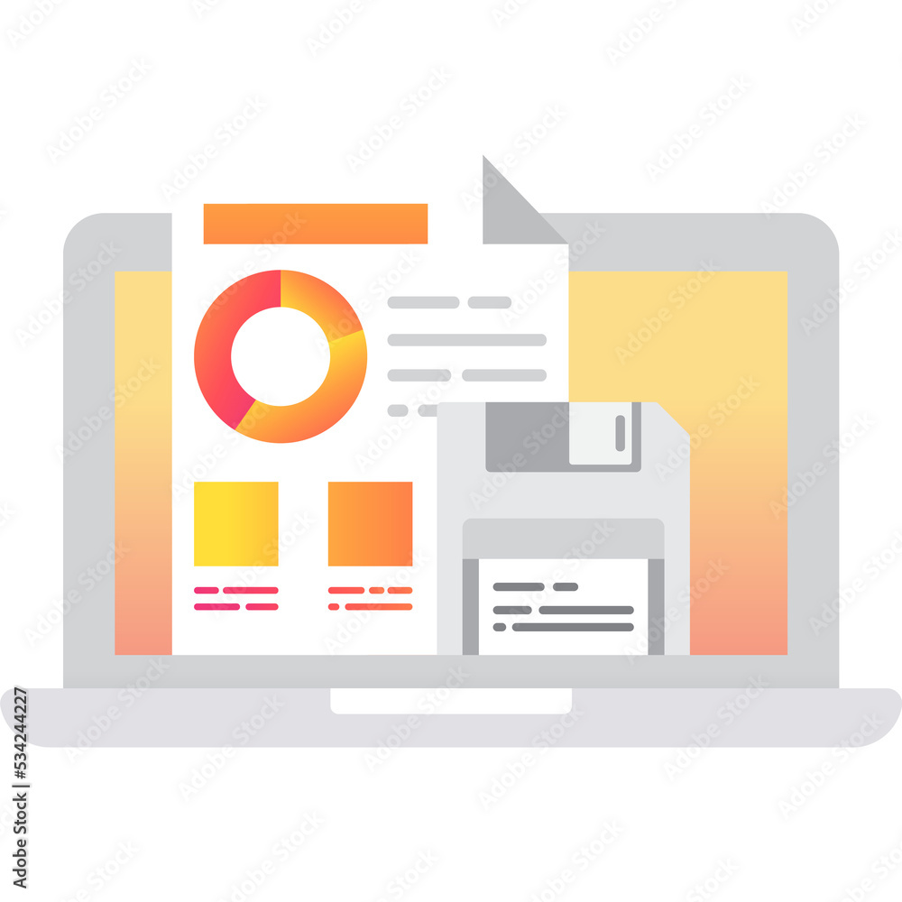 Aufkleber save data icon vector file on computer monitor