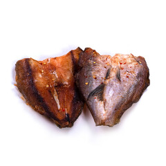Dried fish on a white background