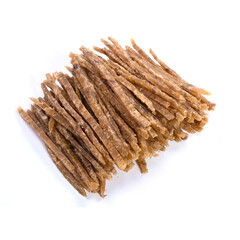 dried fish stick with pepper, snacks for beer isolated on white background