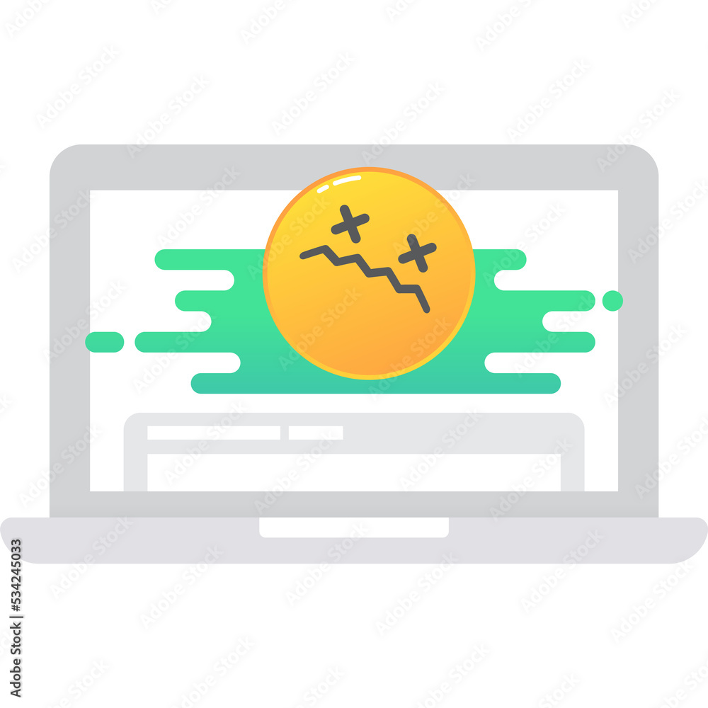Poster laptop with bad internet connection vector icon