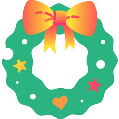 Christmas wreath icon holiday garland flat vector