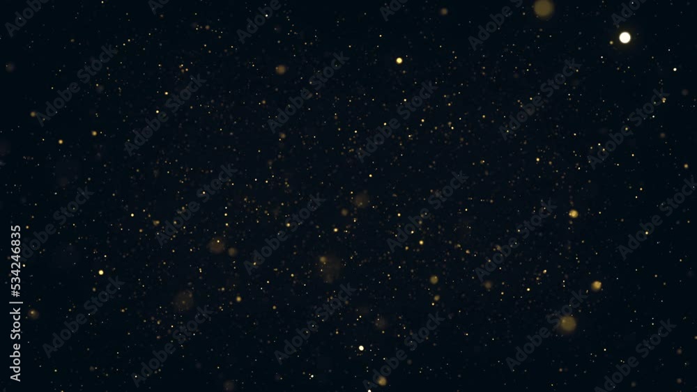 Poster particles floating in fluid space background/ 4k animation of an abstract backgroud with floating pa