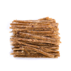 dried fish stick with pepper, snacks for beer isolated on white background