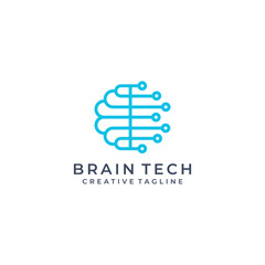 Brain Tech logo desing icon vector