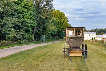 Amish buggy at roadside is for sale