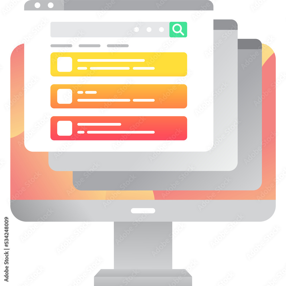 Poster vector computer icon online browser flat website