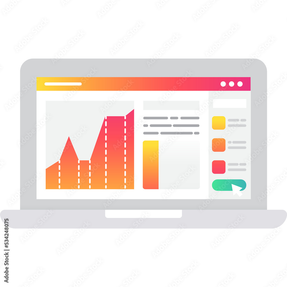 Poster strategy icon vector laptop with data analysis