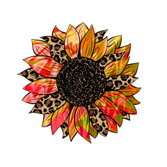 Fototapeta premium Tie Dye Leopard Sunflower